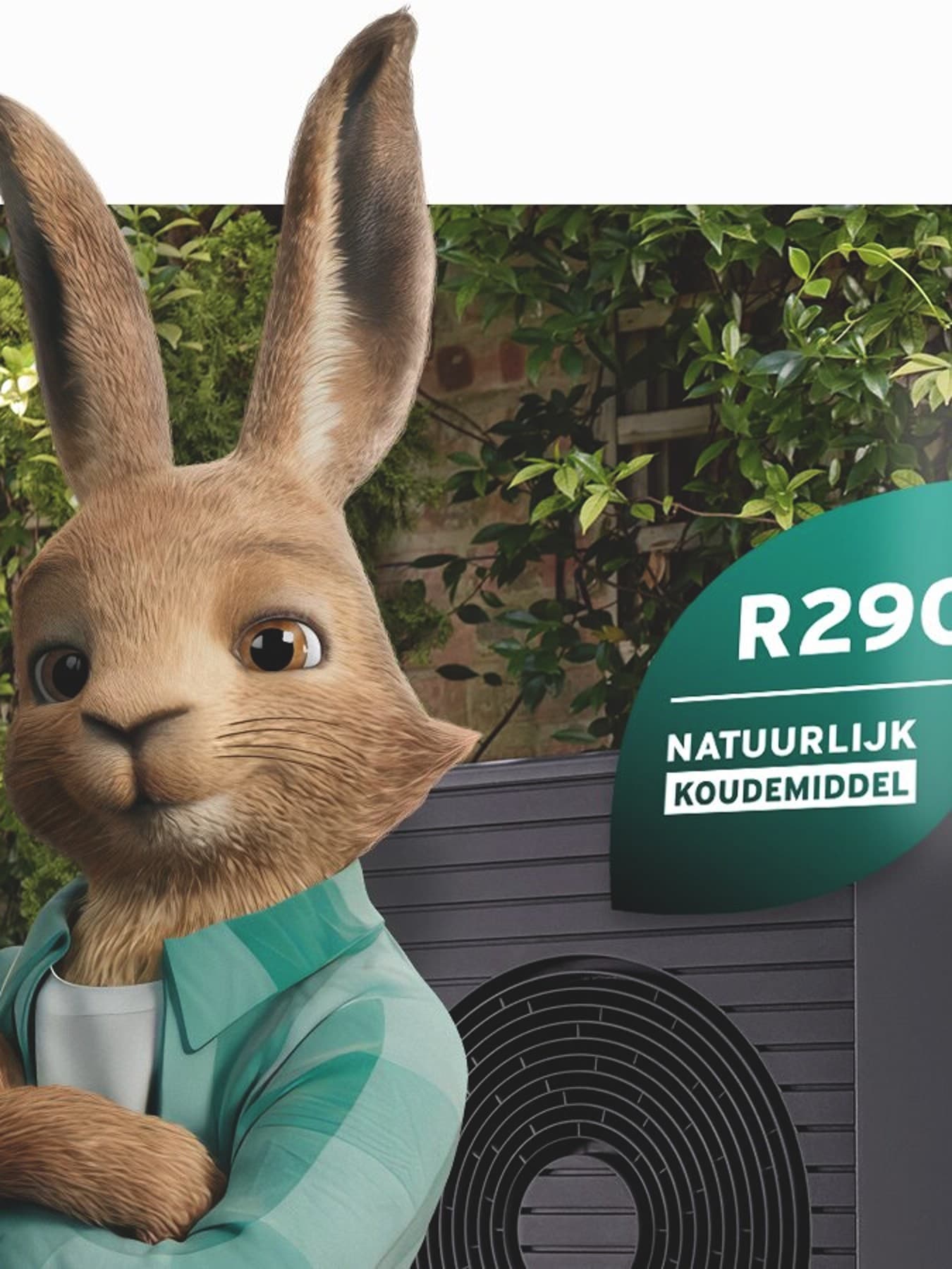 Vaillant-haas met logo voor natuurlijk koudemiddel voor een aroTHERM plus warmtepomp