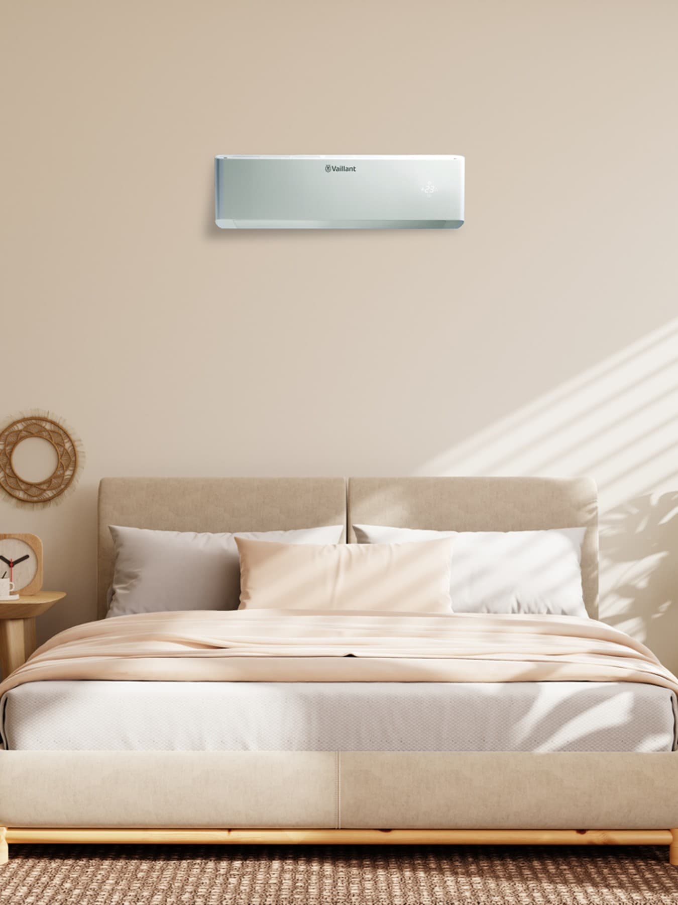 Slaapkamer met een lucht-luchtwarmtepomp