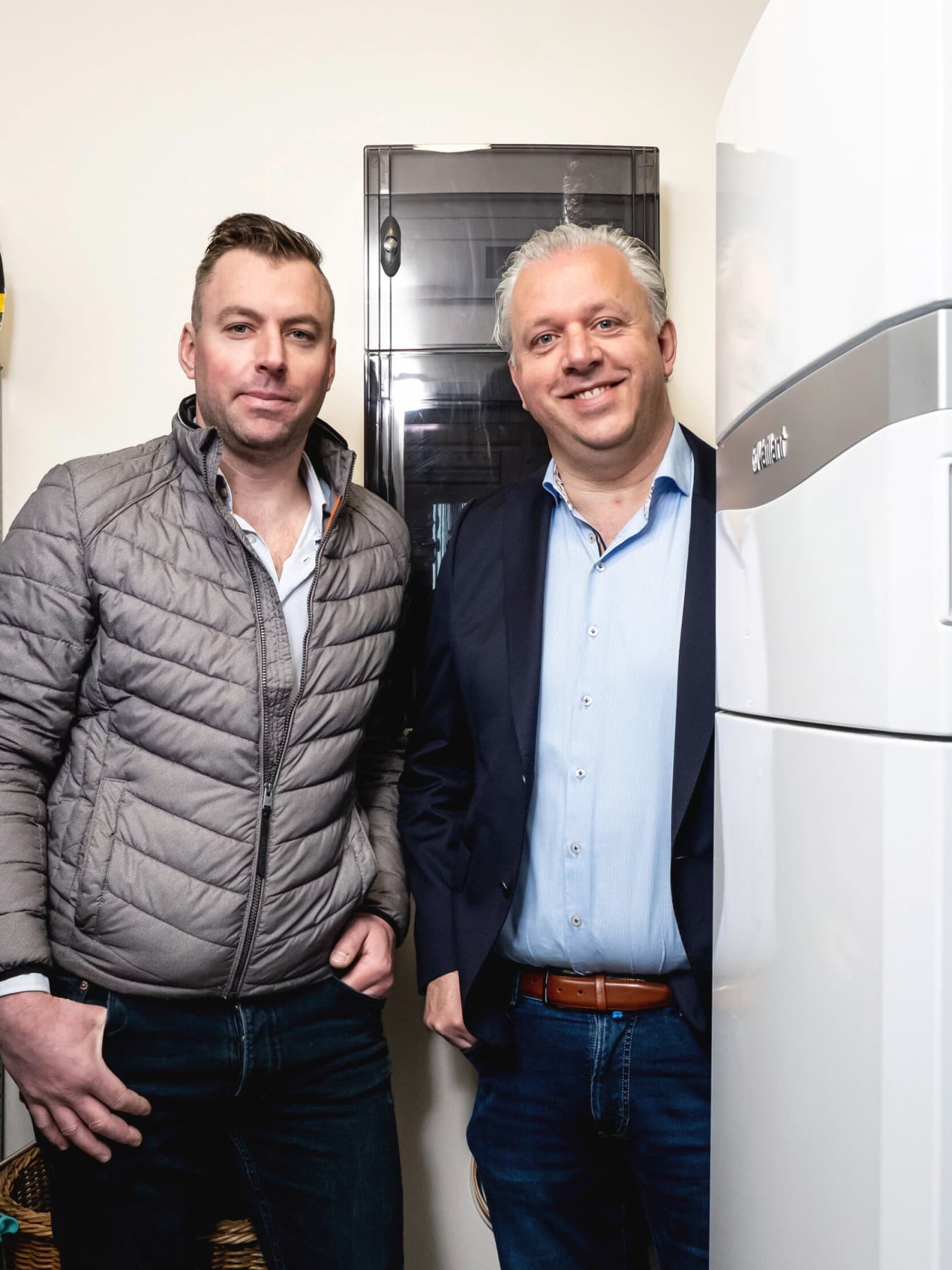 Josan Erens (installateur) en Erwin Beerts (Account Manager Vaillant)