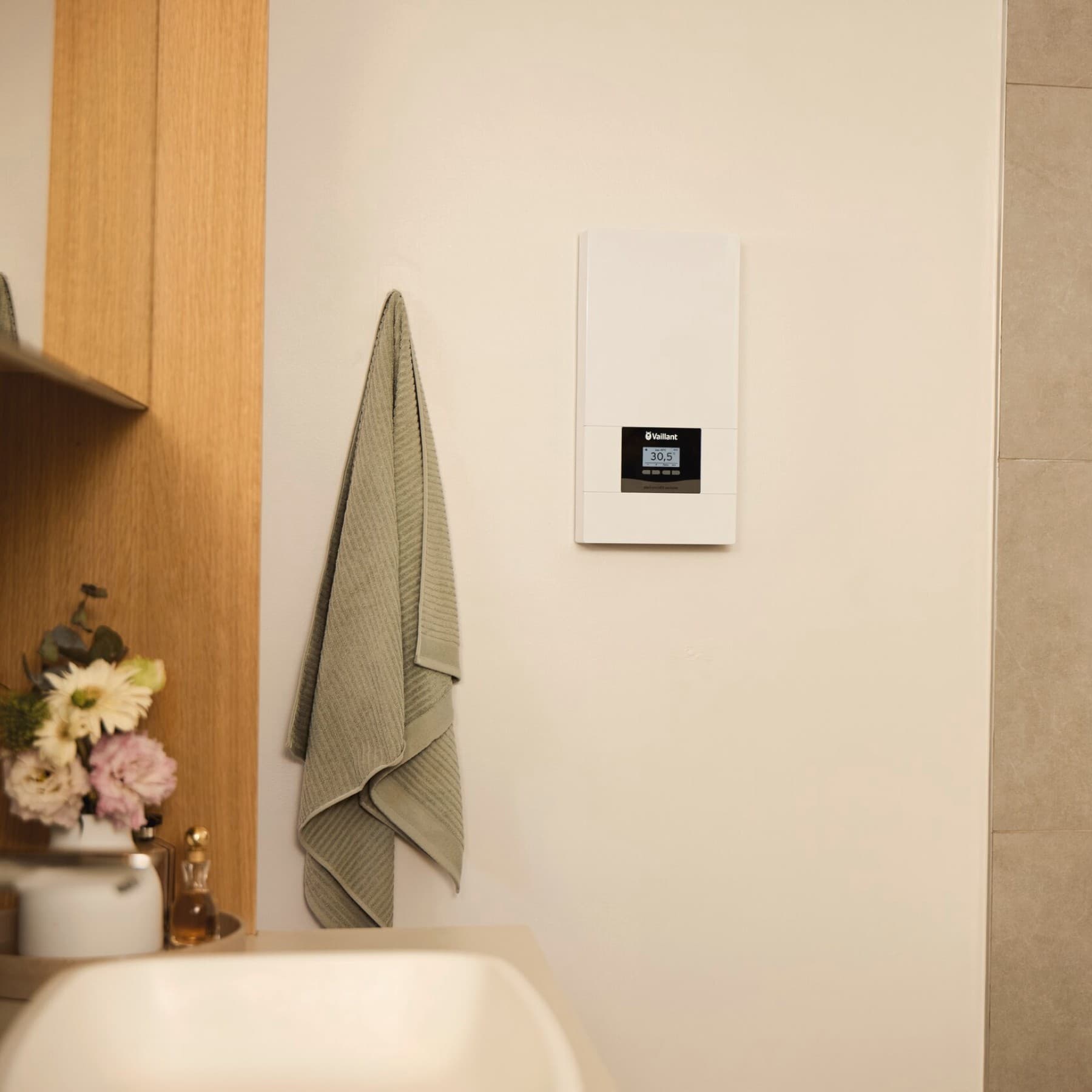 Doorstroomverwarmer in badkamer