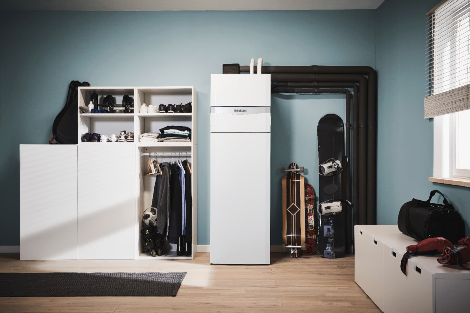 Binnenwarmtepomp in de bijkeuken