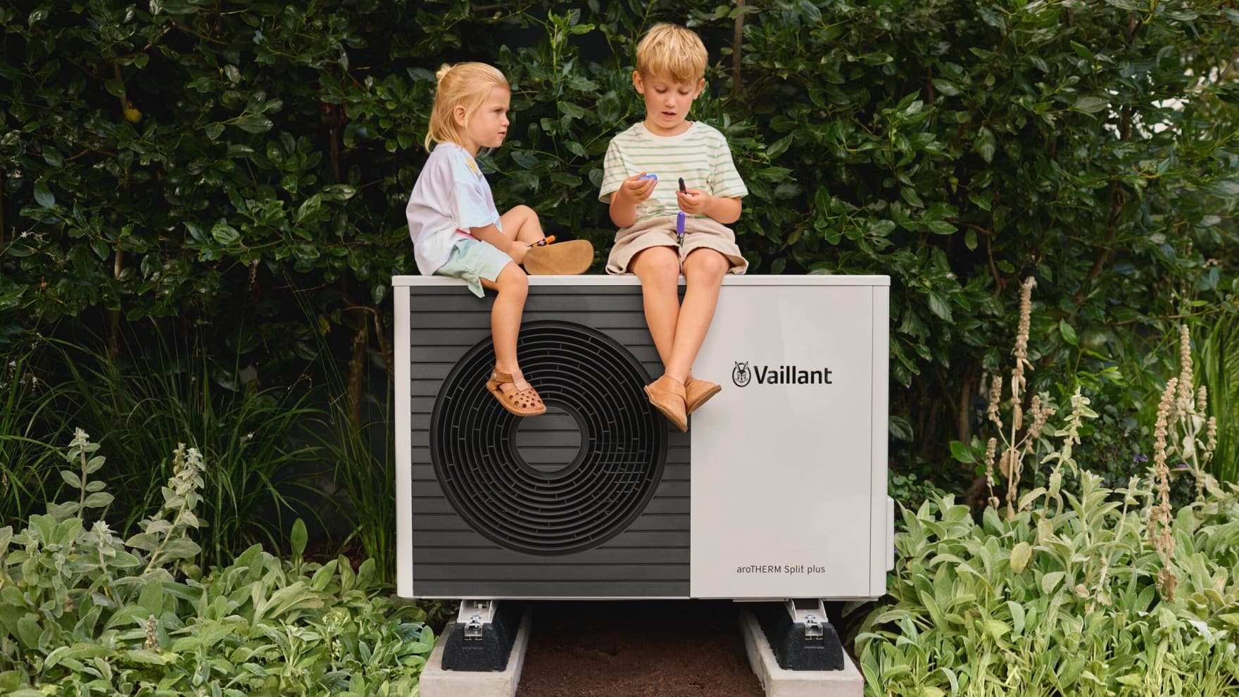 Een warmtepomp met twee kinderen
