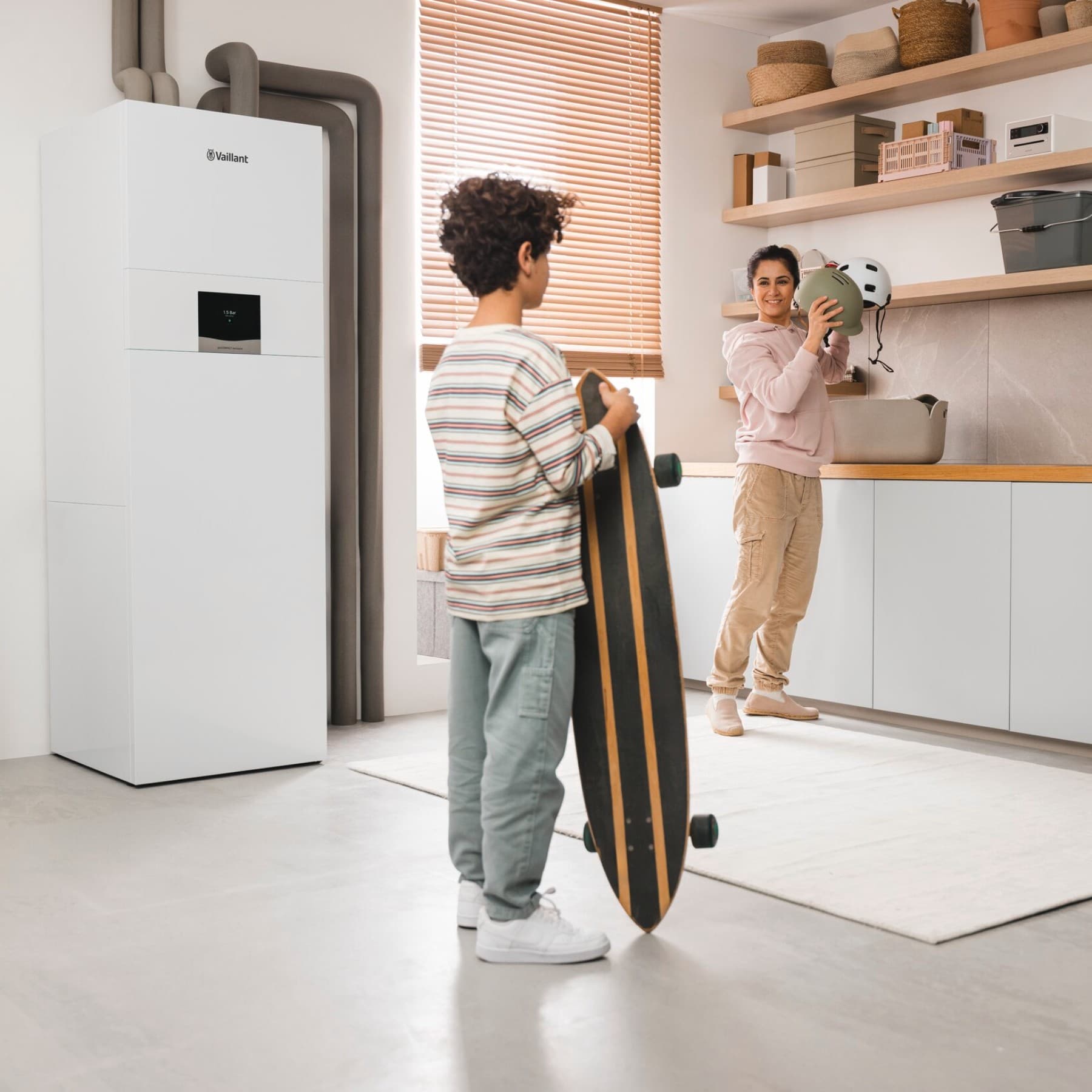 Waterbronwarmtepomp flexoTHERM in een bijkeuken