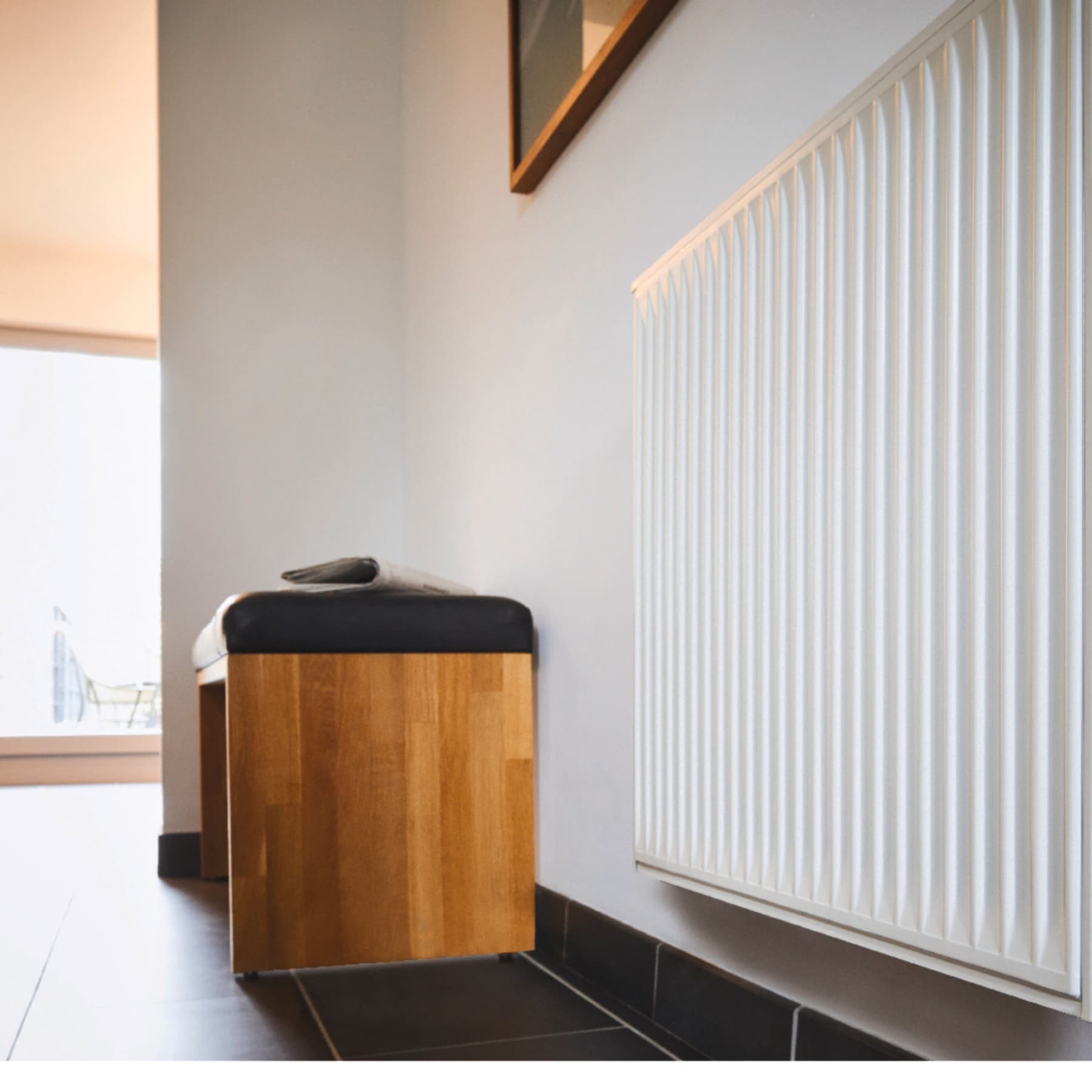 Radiator in een gang