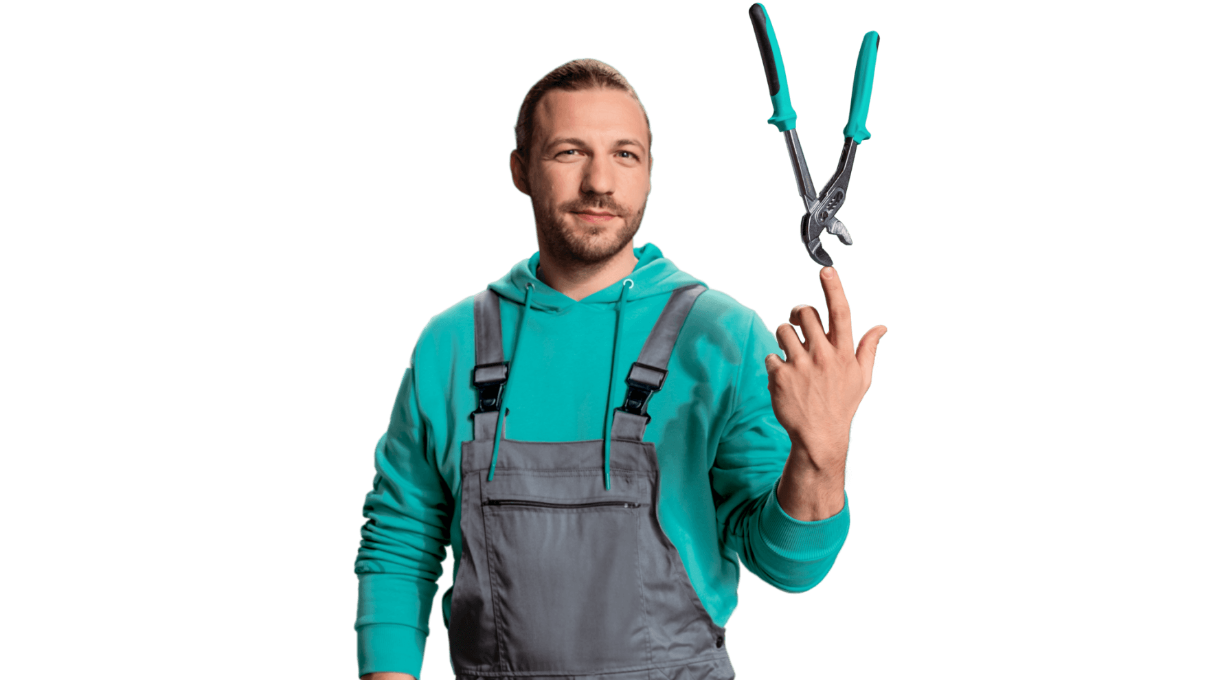 Installateur équilibrant un outil sur sa main